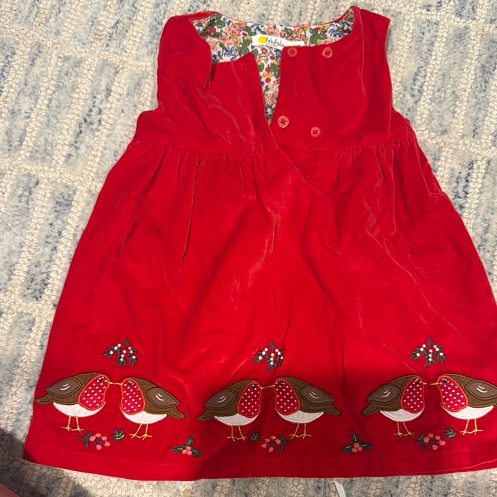 Baby Boden Red Floral Lined Dress